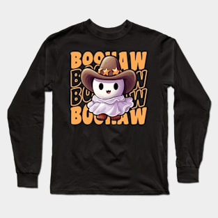 Boohaw Cute Spooky Groovy Cowboy Ghost Long Sleeve T-Shirt